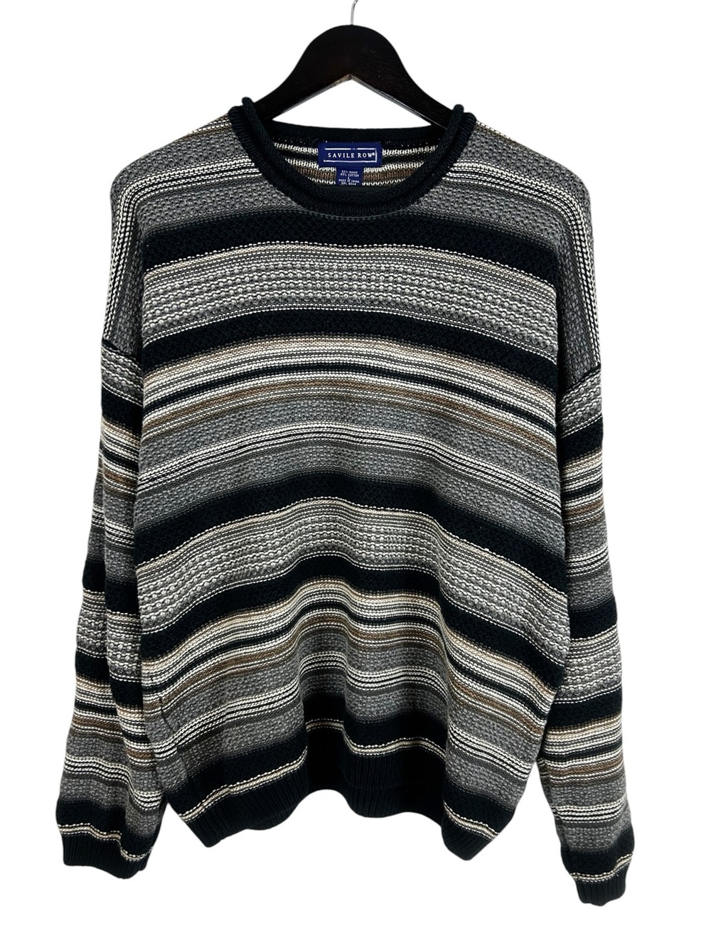 Savile Row VTG Grandpa Sweater Men's Size Large Navy/Grey/Beige